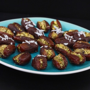 Stuffed Dates – with nuts and dipped in chocolate