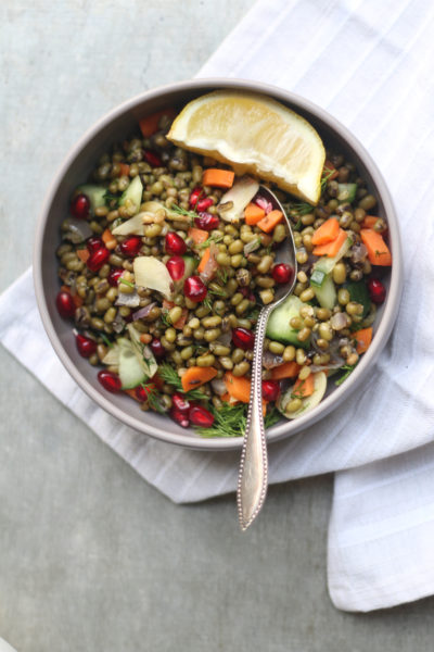 Mung Bean-Pomegranate Spicy Warm Salad