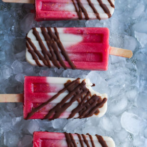 Creamy Almond-Coconut milk Raspberry Popsicles