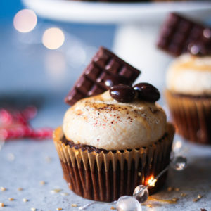 Coffee-Chocolate Cupcakes with Caramel Mascarpone cream
