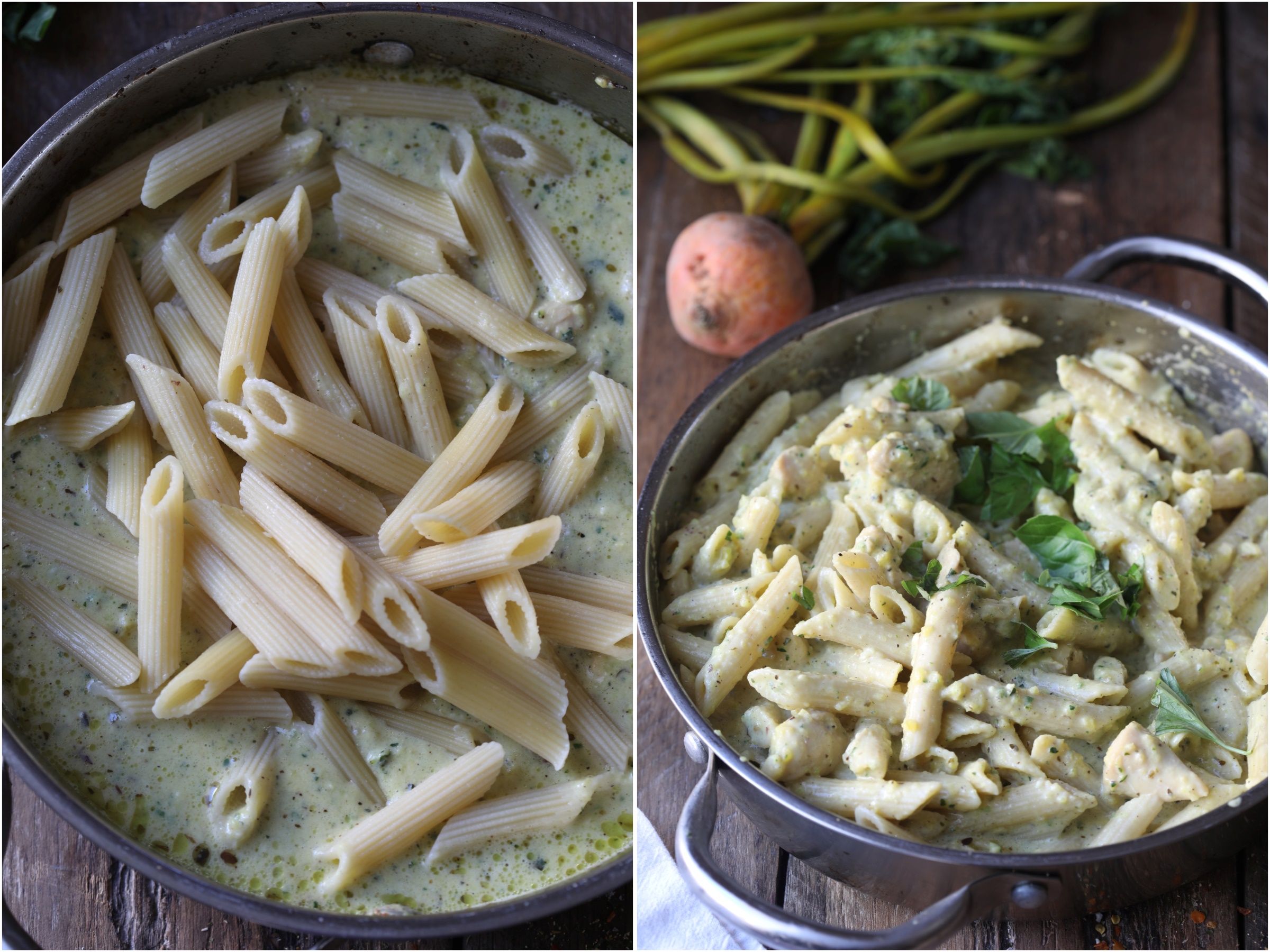 Creamy Veggie Sauce Pasta with Chicken #veggiepasta #springpasta