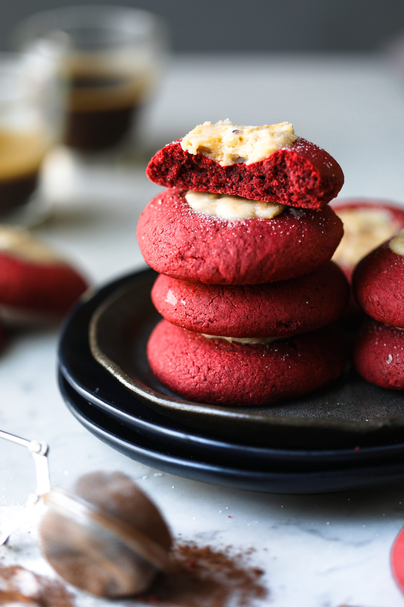 Red Velvet Cookies with Cream Cheese white chocolate #christmascookie #redvelvetcookies