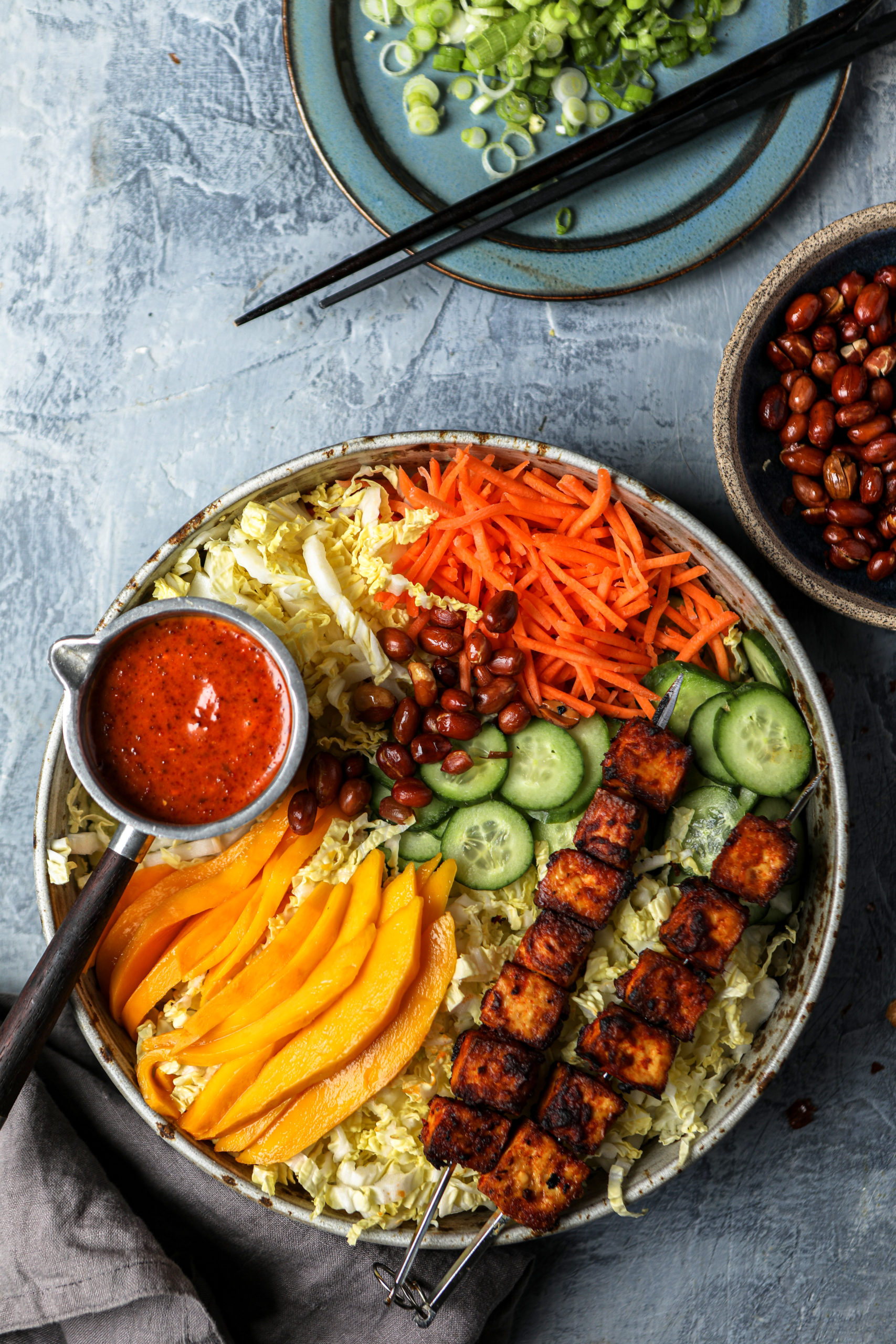 Kimchi Salad - Crispy Tofu with Vegan dressing Salad #kimchi #Vegansalad