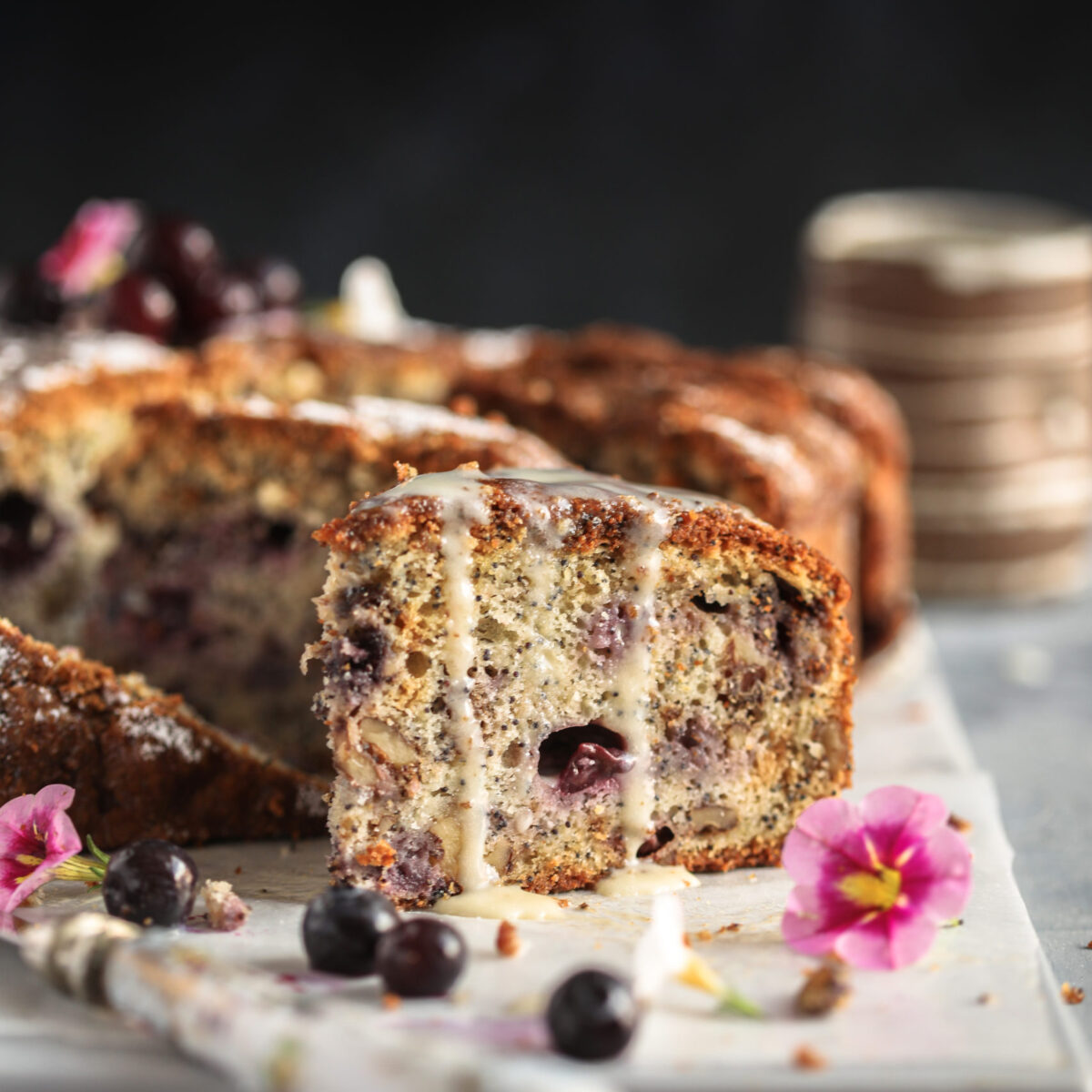 Blueberry Walnut Poppy Seed Cake